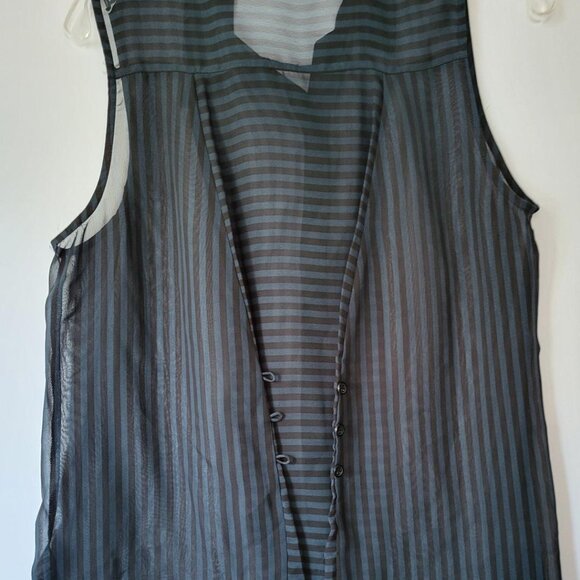 "FOREVER 21" BLUE & BLACK STRIPED SLEEVELESS SHIRT - NWOT - Picture 4 of 7